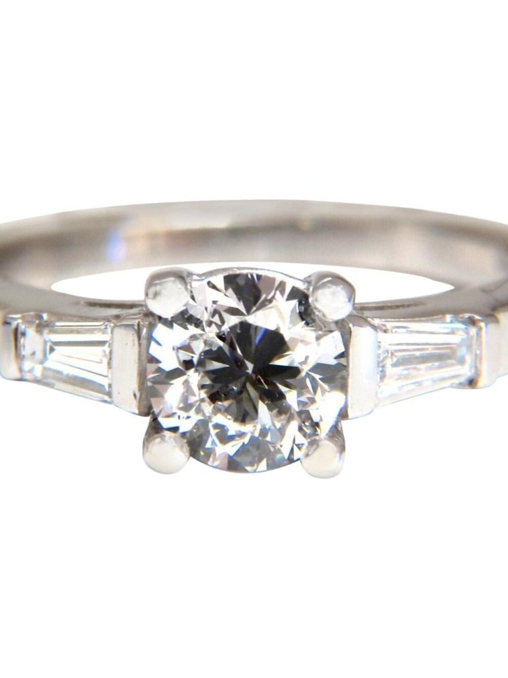 GIA Certified .90ct + .36ct Round Natural Diamond Engagement Ring Platinum*
